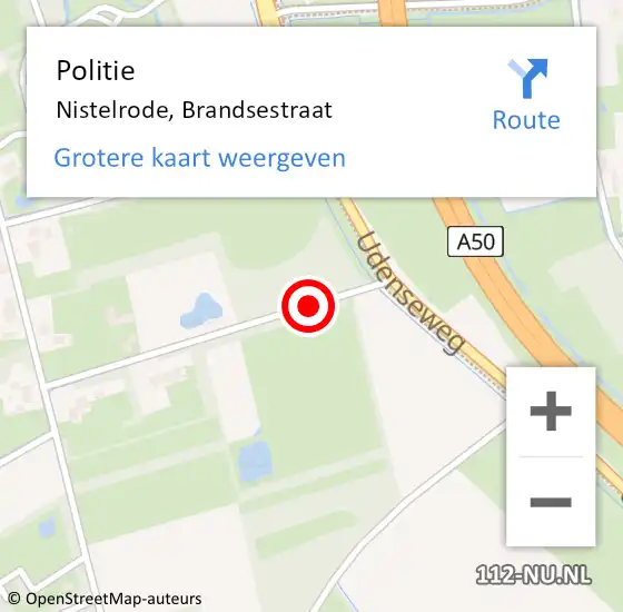 Locatie op kaart van de 112 melding: Politie Nistelrode, Brandsestraat op 10 augustus 2020 19:56