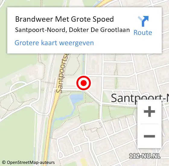 Locatie op kaart van de 112 melding: Brandweer Met Grote Spoed Naar Santpoort-Noord, Dokter De Grootlaan op 10 augustus 2020 21:54