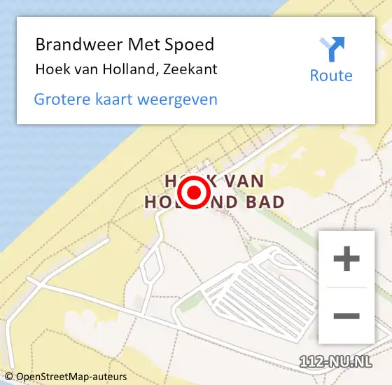 Locatie op kaart van de 112 melding: Brandweer Met Spoed Naar Hoek van Holland, Zeekant op 10 augustus 2020 22:50