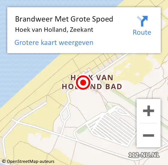 Locatie op kaart van de 112 melding: Brandweer Met Grote Spoed Naar Hoek van Holland, Zeekant op 10 augustus 2020 22:52