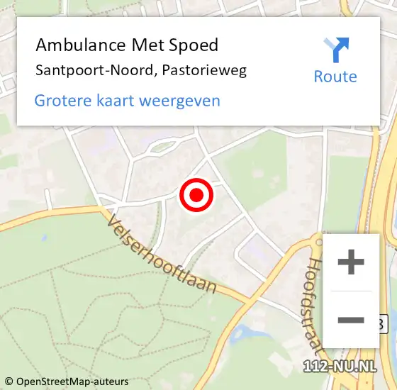 Locatie op kaart van de 112 melding: Ambulance Met Spoed Naar Santpoort-Noord, Pastorieweg op 11 augustus 2020 00:39