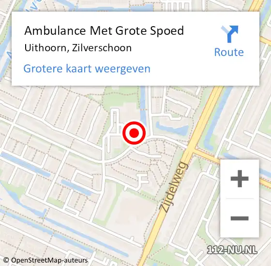 Locatie op kaart van de 112 melding: Ambulance Met Grote Spoed Naar Uithoorn, Zilverschoon op 11 augustus 2020 04:20