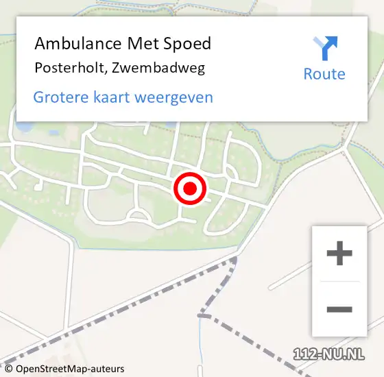 Locatie op kaart van de 112 melding: Ambulance Met Spoed Naar Posterholt, Zwembadweg op 11 augustus 2020 05:18