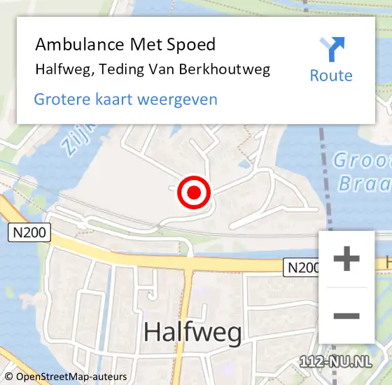 Locatie op kaart van de 112 melding: Ambulance Met Spoed Naar Halfweg, Teding Van Berkhoutweg op 11 augustus 2020 06:09