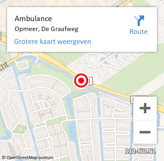 Locatie op kaart van de 112 melding: Ambulance Opmeer, De Graafweg op 11 augustus 2020 07:19