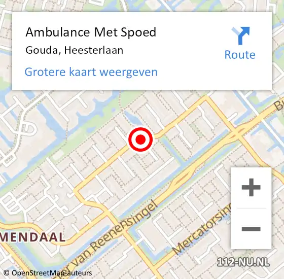 Locatie op kaart van de 112 melding: Ambulance Met Spoed Naar Gouda, Heesterlaan op 11 augustus 2020 07:52