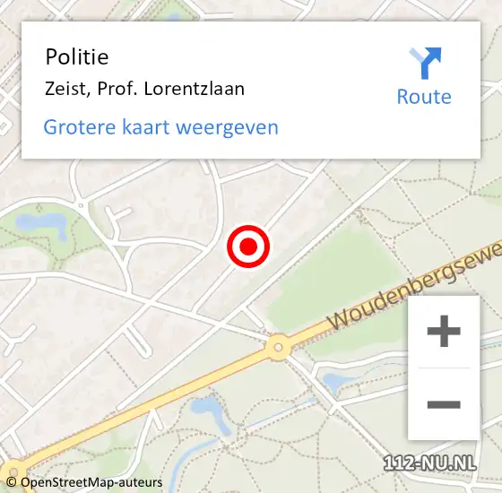 Locatie op kaart van de 112 melding: Politie Zeist, Prof. Lorentzlaan op 11 augustus 2020 09:07