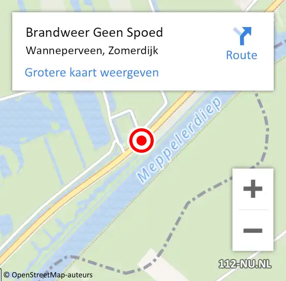 Locatie op kaart van de 112 melding: Brandweer Geen Spoed Naar Wanneperveen, Zomerdijk op 11 augustus 2020 10:04