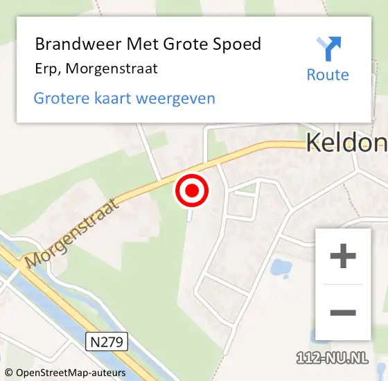 Locatie op kaart van de 112 melding: Brandweer Met Grote Spoed Naar Erp, Morgenstraat op 11 augustus 2020 10:42