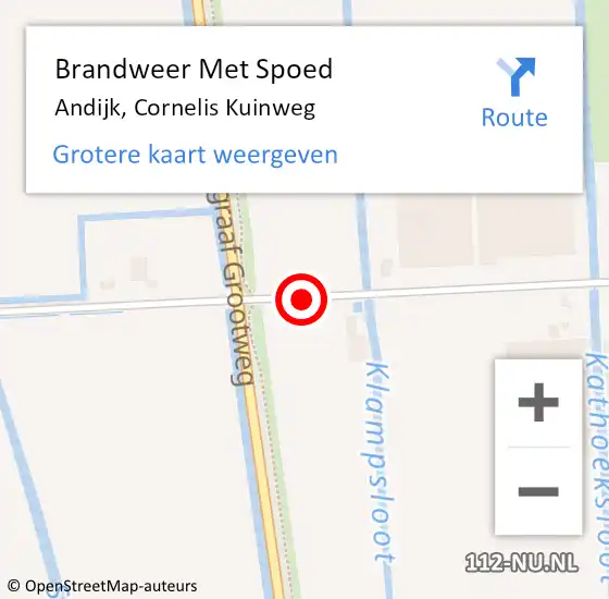 Locatie op kaart van de 112 melding: Brandweer Met Spoed Naar Andijk, Cornelis Kuinweg op 11 augustus 2020 10:47