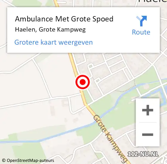 Locatie op kaart van de 112 melding: Ambulance Met Grote Spoed Naar Haelen, Grote Kampweg op 11 augustus 2020 11:06