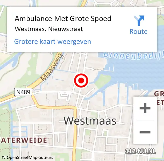 Locatie op kaart van de 112 melding: Ambulance Met Grote Spoed Naar Westmaas, Nieuwstraat op 11 augustus 2020 11:27