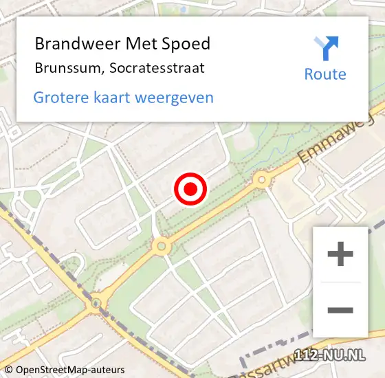 Locatie op kaart van de 112 melding: Brandweer Met Spoed Naar Brunssum, Socratesstraat op 11 augustus 2020 13:32