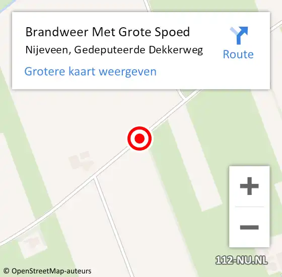 Locatie op kaart van de 112 melding: Brandweer Met Grote Spoed Naar Nijeveen, Gedeputeerde Dekkerweg op 11 augustus 2020 13:34