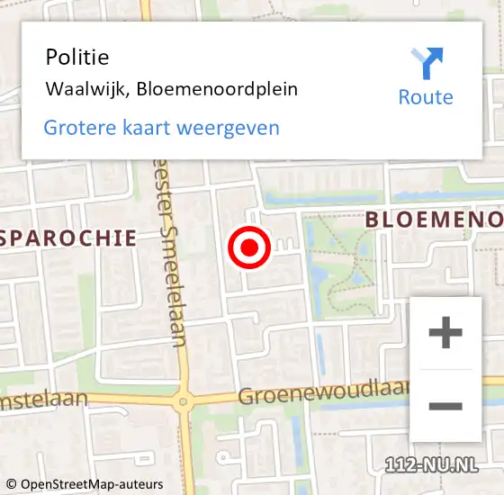 Locatie op kaart van de 112 melding: Politie Waalwijk, Bloemenoordplein op 11 augustus 2020 13:43