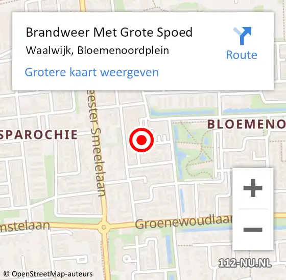 Locatie op kaart van de 112 melding: Brandweer Met Grote Spoed Naar Waalwijk, Bloemenoordplein op 11 augustus 2020 13:43