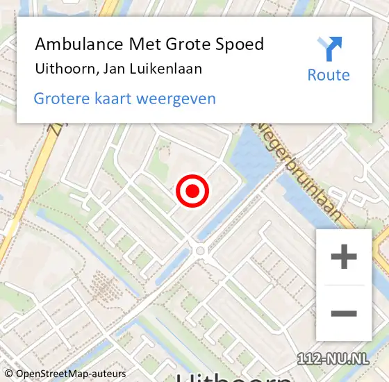 Locatie op kaart van de 112 melding: Ambulance Met Grote Spoed Naar Uithoorn, Jan Luikenlaan op 11 augustus 2020 14:17