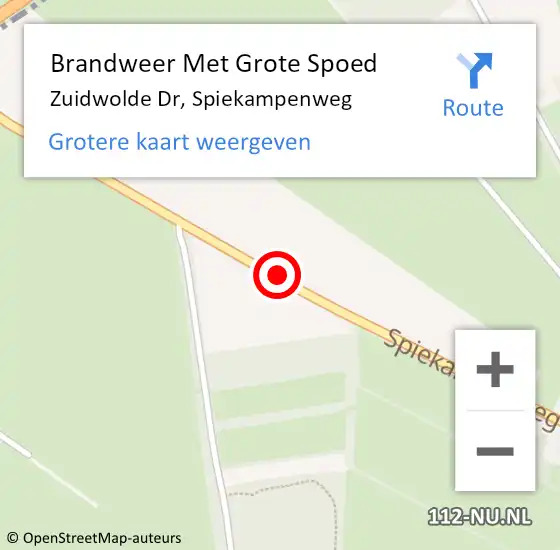 Locatie op kaart van de 112 melding: Brandweer Met Grote Spoed Naar Zuidwolde Dr, Spiekampenweg op 11 augustus 2020 14:40