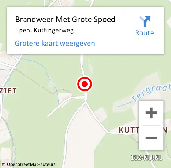 Locatie op kaart van de 112 melding: Brandweer Met Grote Spoed Naar Epen, Kuttingerweg op 11 augustus 2020 14:55