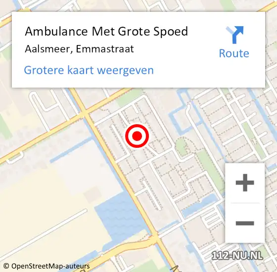 Locatie op kaart van de 112 melding: Ambulance Met Grote Spoed Naar Aalsmeer, Emmastraat op 11 augustus 2020 15:14