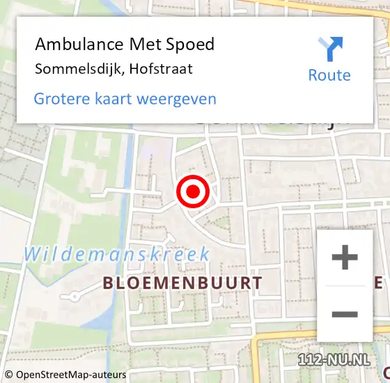 Locatie op kaart van de 112 melding: Ambulance Met Spoed Naar Sommelsdijk, Hofstraat op 11 augustus 2020 15:27