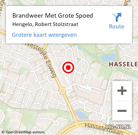 Locatie op kaart van de 112 melding: Brandweer Met Grote Spoed Naar Hengelo, Robert Stolzstraat op 11 augustus 2020 15:31