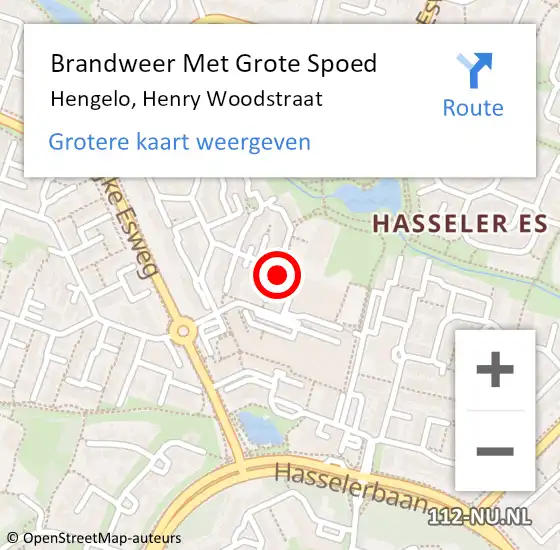 Locatie op kaart van de 112 melding: Brandweer Met Grote Spoed Naar Hengelo, Henry Woodstraat op 11 augustus 2020 15:40