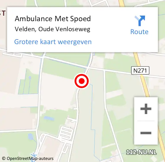 Locatie op kaart van de 112 melding: Ambulance Met Spoed Naar Velden, Oude Venloseweg op 11 augustus 2020 16:03