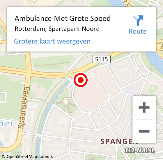 Locatie op kaart van de 112 melding: Ambulance Met Grote Spoed Naar Rotterdam, Spartapark-Noord op 11 augustus 2020 16:07