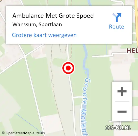 Locatie op kaart van de 112 melding: Ambulance Met Grote Spoed Naar Wanssum, Sportlaan op 11 augustus 2020 16:19