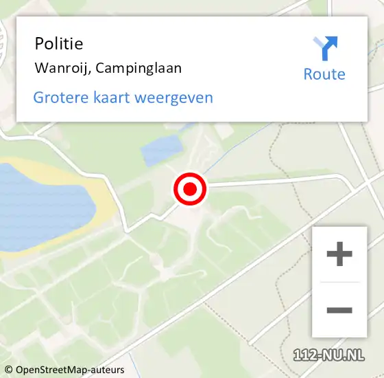 Locatie op kaart van de 112 melding: Politie Wanroij, Campinglaan op 11 augustus 2020 16:24