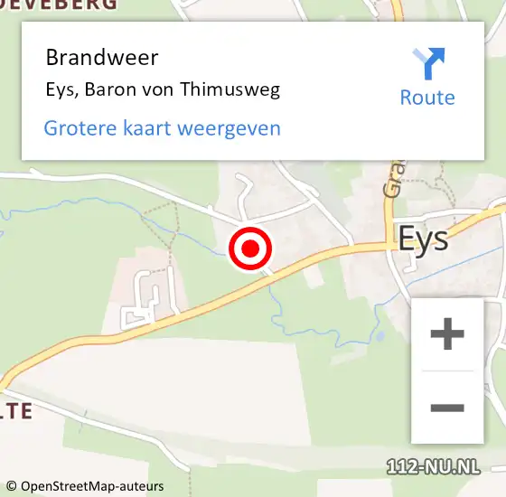 Locatie op kaart van de 112 melding: Brandweer Eys, Baron von Thimusweg op 8 september 2013 06:41