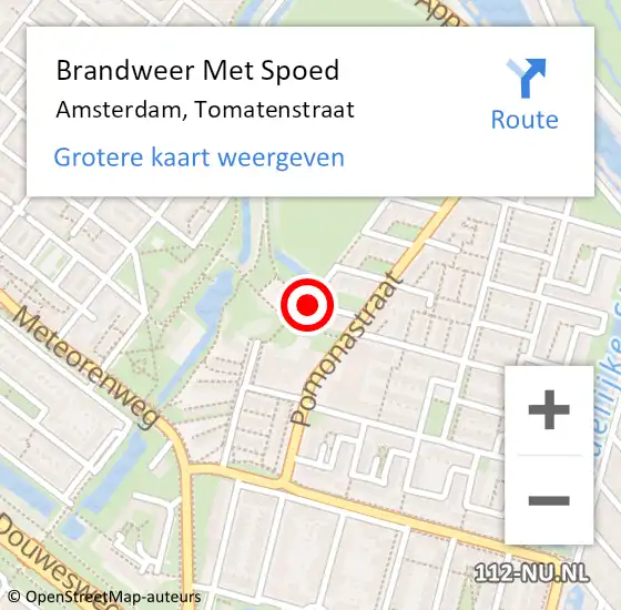 Locatie op kaart van de 112 melding: Brandweer Met Spoed Naar Amsterdam, Tomatenstraat op 11 augustus 2020 16:44