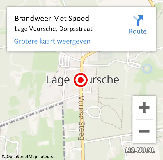 Locatie op kaart van de 112 melding: Brandweer Met Spoed Naar Lage Vuursche, Dorpsstraat op 11 augustus 2020 17:01