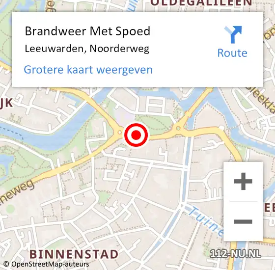 Locatie op kaart van de 112 melding: Brandweer Met Spoed Naar Leeuwarden, Noorderweg op 11 augustus 2020 18:16