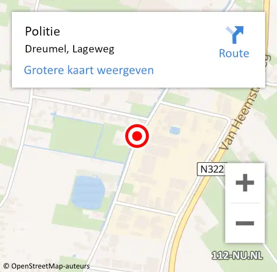 Locatie op kaart van de 112 melding: Politie Dreumel, Lageweg op 11 augustus 2020 18:35