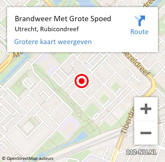 Locatie op kaart van de 112 melding: Brandweer Met Grote Spoed Naar Utrecht, Rubicondreef op 11 augustus 2020 18:38