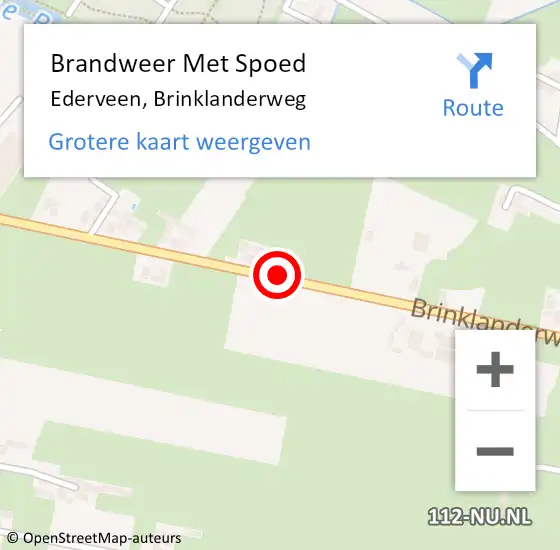 Locatie op kaart van de 112 melding: Brandweer Met Spoed Naar Ederveen, Brinklanderweg op 11 augustus 2020 18:45