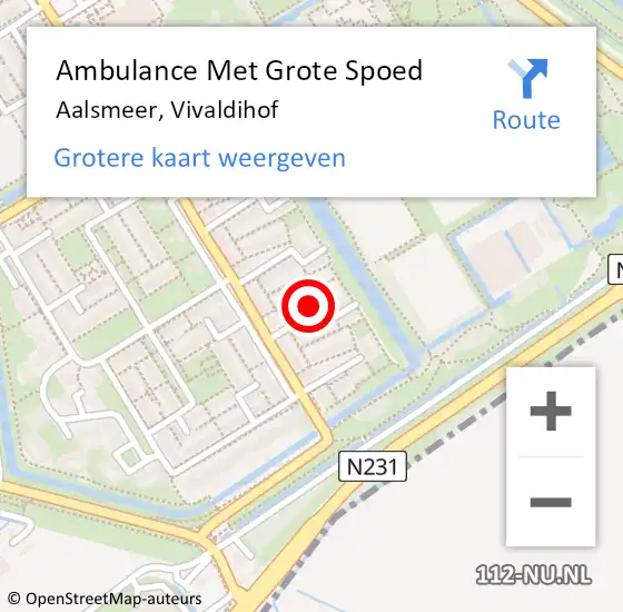 Locatie op kaart van de 112 melding: Ambulance Met Grote Spoed Naar Aalsmeer, Vivaldihof op 11 augustus 2020 18:46