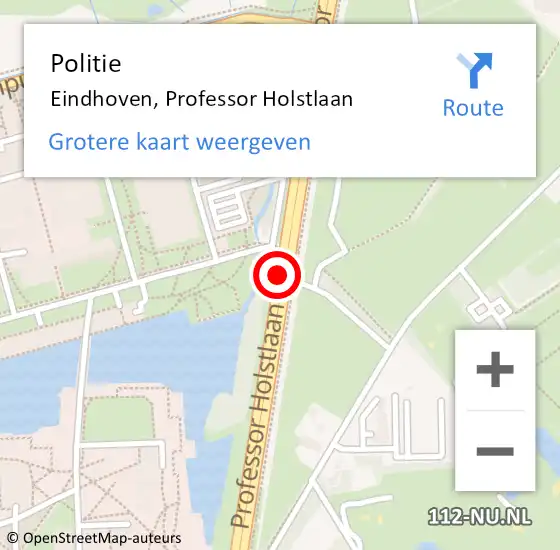 Locatie op kaart van de 112 melding: Politie Eindhoven, Professor Holstlaan op 11 augustus 2020 18:47