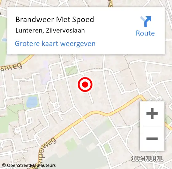 Locatie op kaart van de 112 melding: Brandweer Met Spoed Naar Lunteren, Zilvervoslaan op 11 augustus 2020 20:32