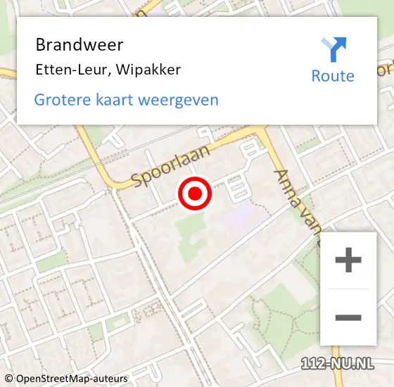 Locatie op kaart van de 112 melding: Brandweer Etten-Leur, Wipakker op 11 augustus 2020 20:48