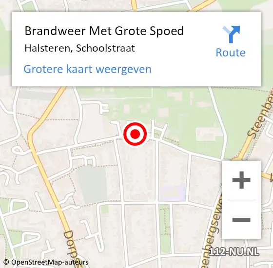 Locatie op kaart van de 112 melding: Brandweer Met Grote Spoed Naar Halsteren, Schoolstraat op 11 augustus 2020 20:56