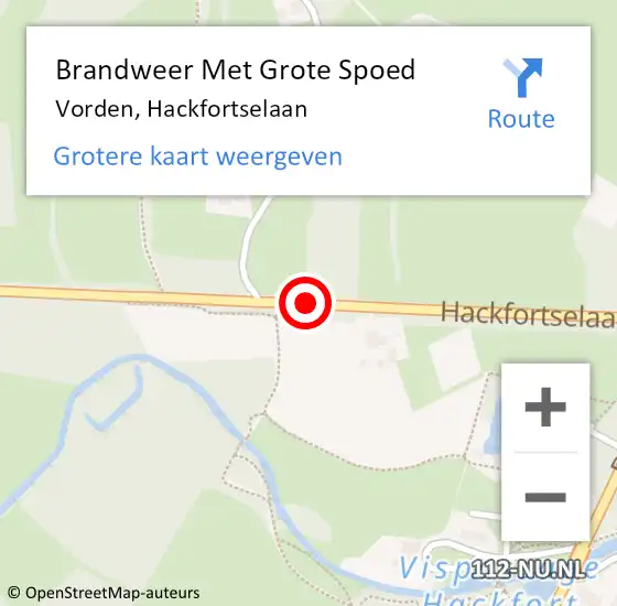 Locatie op kaart van de 112 melding: Brandweer Met Grote Spoed Naar Vorden, Hackfortselaan op 11 augustus 2020 20:59