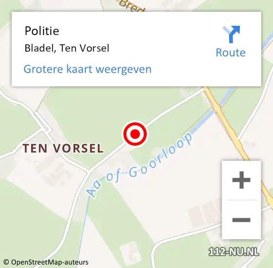 Locatie op kaart van de 112 melding: Politie Bladel, Ten Vorsel op 11 augustus 2020 21:18
