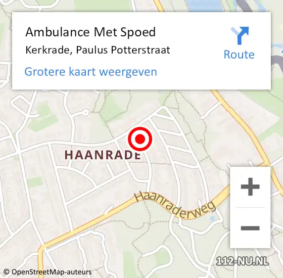 Locatie op kaart van de 112 melding: Ambulance Met Spoed Naar Kerkrade, Paulus Potterstraat op 15 mei 2014 15:06