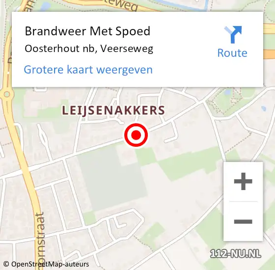 Locatie op kaart van de 112 melding: Brandweer Met Spoed Naar Oosterhout nb, Veerseweg op 11 augustus 2020 21:34