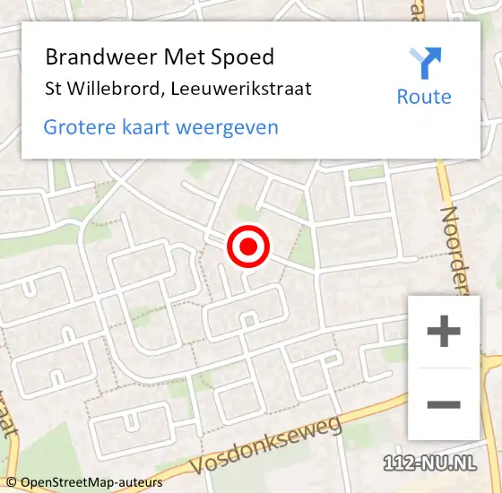 Locatie op kaart van de 112 melding: Brandweer Met Spoed Naar St Willebrord, Leeuwerikstraat op 11 augustus 2020 21:42