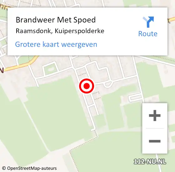 Locatie op kaart van de 112 melding: Brandweer Met Spoed Naar Raamsdonk, Kuiperspolderke op 11 augustus 2020 21:45