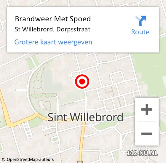 Locatie op kaart van de 112 melding: Brandweer Met Spoed Naar St Willebrord, Dorpsstraat op 11 augustus 2020 21:48